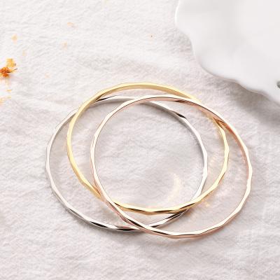 China Classic Girls Charm Friendship Pendants Jewelry Fashion Gold Geometry Shiny Stainless Bangle Bracelet for sale