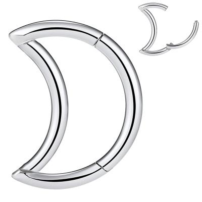 China New Classic Popular Silver Moon Plated Circle Nose Ring Surgical Steel Septum Body Piercing Jewelry for sale