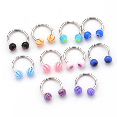 China Wholesale Factory Price Nose Hoop Ball Ring Classic Colorful Stainless Steel Surgical Earrings for sale