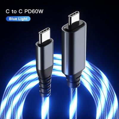 China Multi Function Data Transfer Cable Fast Charging Type C USB Cable 5A With Light Blue LED for sale