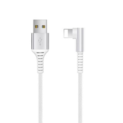 China 90 Degree USB Lightning Durable Nylon Braided Data Mobile Phone Cable Fast Charging Cord For iPhone Charger for sale