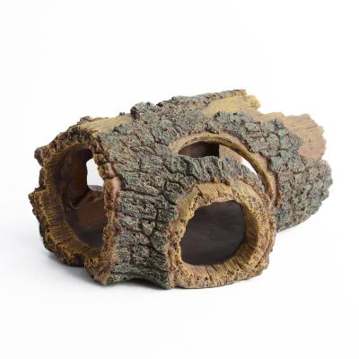 China Hygger Trunk Small Aquarium Ornament Resin Viable Poly Resin Aquarium Decoration Betta Fish Tank Accessories Wood Chamber for sale