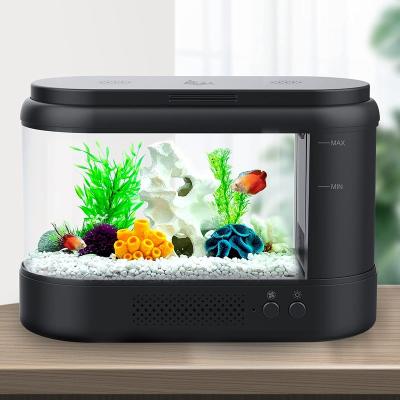 China 2021 New AQQA Mini Fish Tank Aquarium Tank Pet Fish Viable Acrylic Bowl for sale