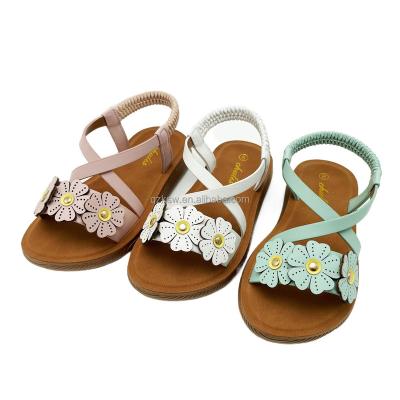 China Light Weight Girl's Cute flower design Low MOQ OEM Customized flat platform Anti slip sole sandal shoes for girl for sale