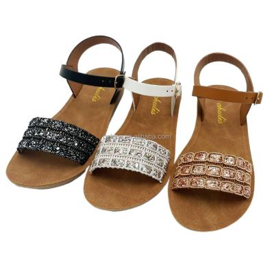 China Light Weight Newly Diamond decoration OEM Customized design Flat Wedge Platform non slip sole Ladies womens Sandals Shoes for sale