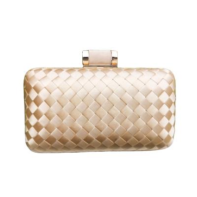 China Fashion Fashion Shape Lattice Clutch Bags Women Green Silver Gold Bag Wedding Purse Box Handbags Ladies Evening Knitting Green Woven Wallet for sale