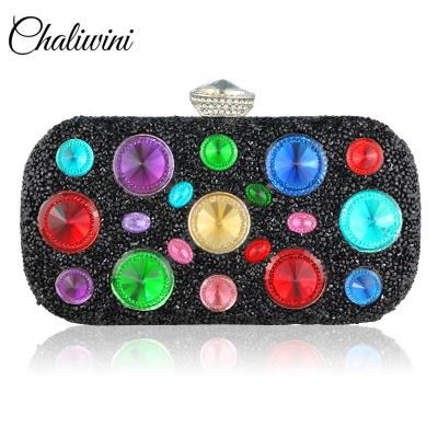 China New Diamond Women Clutch Evening Bags Crystal Flower Handbags Purses Wedding Party Multicolor Bridal Wallet Chaliwini for sale