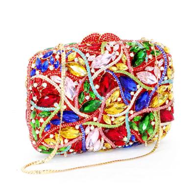 China New Designer Female Bag Diamond Minaudiere Fashion Gemstone Colorfull Cocktail Banquet Wallet Novelty Handbags and Barrel for sale