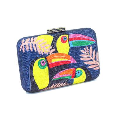 China Classic Novelty Toucan Bird Women's Crystal Evening Bags Rhinestones Box Minaudiere Clutch Party Cocktail Handbag Purse for sale