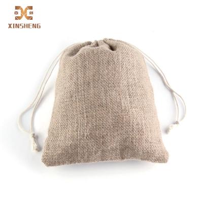 China Gift Burlap Pouch Jute Pouch Bag for Coffee and Cocoa Custom Size Mini Drawstring Jute Bags for sale