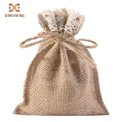 China Gift Burlap Gift Bags With Drawstrings Luxury Mini For Gifting Promo Linen Drawstring Bag Gift Storage Drawstring Bag for sale