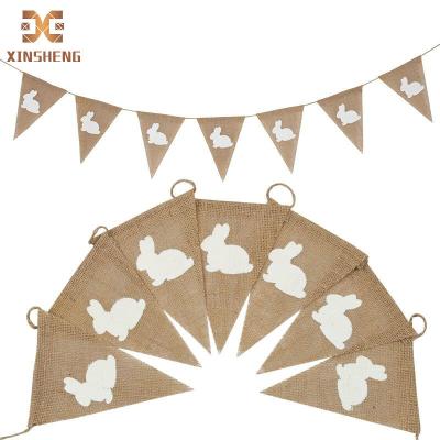 China Chinese Automotive New Products Love Bunting Party Garland Wedding Decoration Burlap Pennant Rustic Hessian Burlap Flags Heart for sale