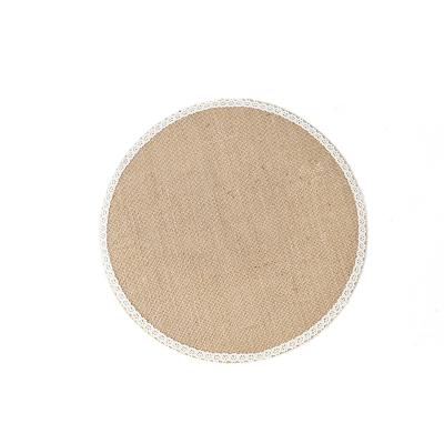 China Sustainable Hot Sale Natural Environment Products Diameter 36cm Jute Cotton Lace Material Round Place Mat for sale