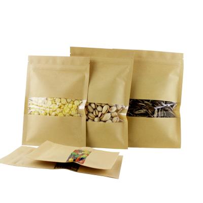 China Moisture Proof Biodegradable Custom Printed Resealable Zip Lock Pouch Flat Kraft Paper Bag With Window for sale