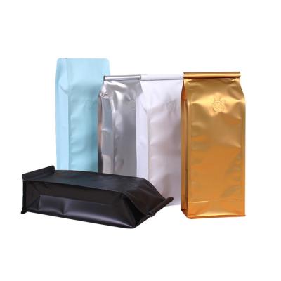 China 1Pound Air Valve Coffee Bag Eight Seal Side Seal Aluminum Foil Flat Bottom Seal Bag One Way Moisture Proof With Tin Tie for sale