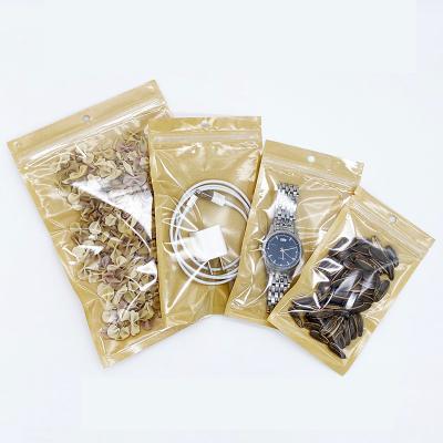 China Clear Mylar Flat Ziplock Bag Plastic Bag One Side Moisture Proof Translucent Kraft Paper Bag Kraft Bag One Side for sale