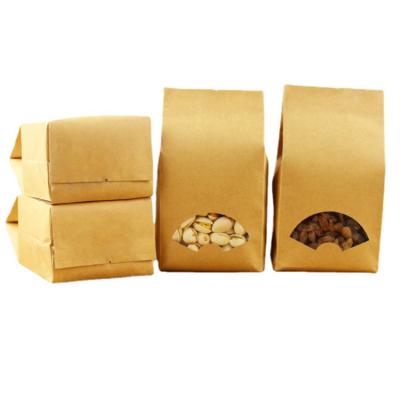 China Guesst Side Kraft Paper Moisture Proof Side Sealed Foil Lined Heat Sealable Food Storage Pouches With Fan-shaped Window for sale