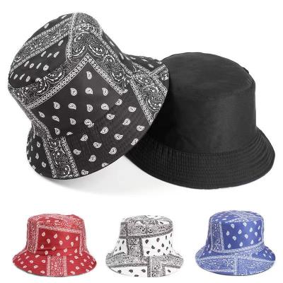 China Custom Logo Summer Wide Brim Bucket Hat Wholesale Striped Print Double Sided Colorful Women Bucket Hat for sale