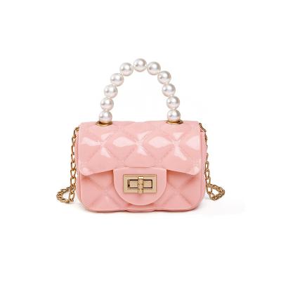 China Wholesale Kids Waterproof Small Jelly Handbags In Stock Pink Woman Mini Jelly Purse Chain Candy for sale