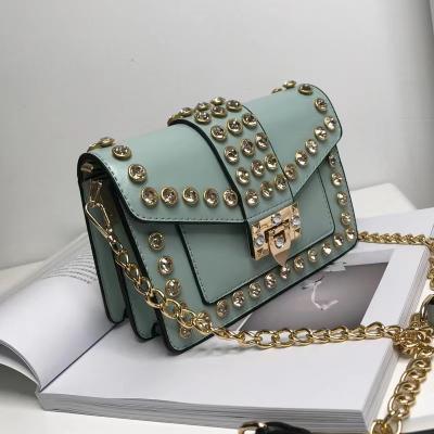 China 2022 new fashion diamond inlaid small single shoulder chain messenger women square handbag wholesale for sale