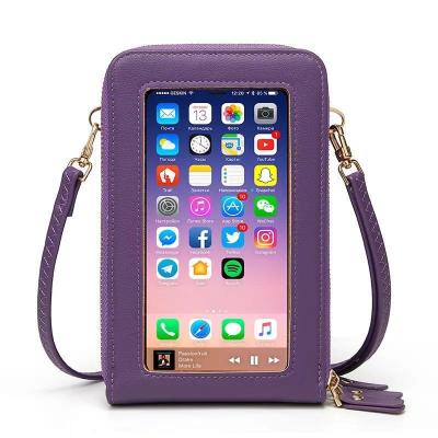 China 2021 New Solid Color Purses Lady PU Leather Shoulder Bag Women Anti-theft Touch Screen Single Cross - Body Cell Phone Bag for sale