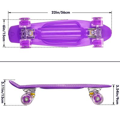 China 22in Youth Skateboard Children's Scooter Mini Long Fish Pastel Skateboard Wheels Truck Flashing Bearings for sale