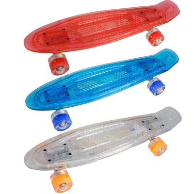 China Child China LED Mini Longboard Fish Skateboard Flash Wheels Retro Scooter Transparent Kids Cruiser Longboard for sale