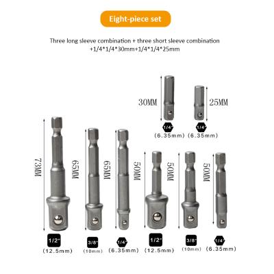 China Carbon Steel Hexagon Handle Head 3pc Rotary Square Extension Rod Middle And Long Electric Drill Joint Socket for sale