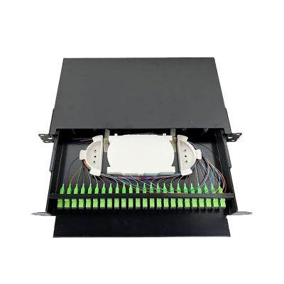 China FTTH FTTB FTTX Solution High density12-48 core SC/FC/ST/LC rack mount Splicing fiber Optic patch panel Termination Box for sale