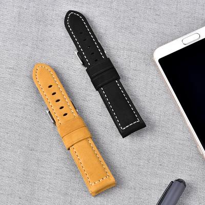 China Fashion Style 6mm Thick Classic Cowhide Leather Watch Strap Military Grade For Man Watch for sale