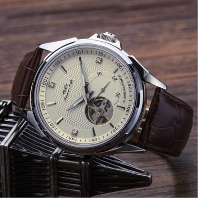 China Auto date casual watches fashion leather watches for men automatic mechanical chronograph wristwatch for sale