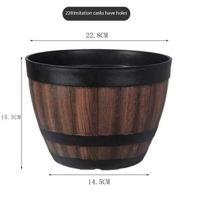 China wholesale CLASSIC 9 inch wine barrel imitation resin planter for sale