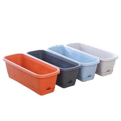 China CLASSIC wholesale plastic flower pots for family balconies growing vegetables and flowers in plant rectangular fluted pots for sale