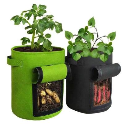 China Eco-friendly Recycle 3 Size Felt Plant Grow Bags Fabric Garden Potato Pot Nonwoven Greenhouse Vegetable Grow Bags Moisturizing Vertical Tools for sale