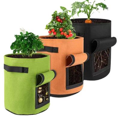 China Eco-friendly Recycle 2022 Felt Bucket Felt Potato Pot Planter Bag Garden Potato Greenhouse Vegetable Grow Bags for sale