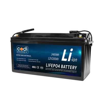 China Codi Energy Solar System 12volt Lifepo4 Lithium Ion Battery 200ah Solar Storage Lithium Battery for Home 490*171*240mm for sale