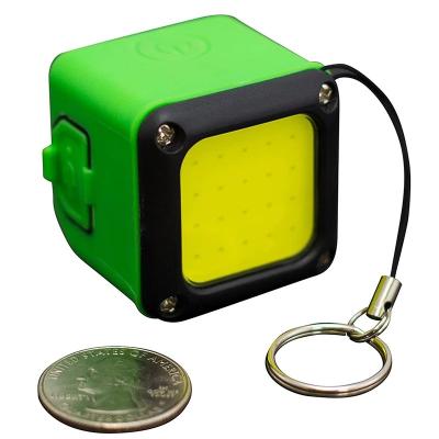 China Magnetic Back Rechargeable COB LED Cube 300 Lumens Small Key Chain Flashlight Waterproof Portable Light Pocket Light for Log Using Camping for sale