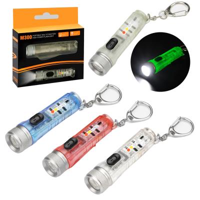 China 450LM 10W Mini Key Chain Flashlight Multifunctional USB Rechargeable Strong Light Torch Camping Waterproof Magnetic Warning Flashlight for sale