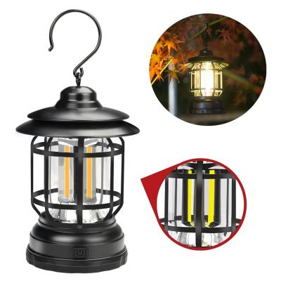 China Mini Vintage Outdoor Hanging LED Lanterns Retro Metal Handled Camping Lamps Waterproof Garden Lamp for Camping Rise for sale