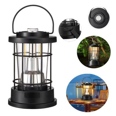 China LANDSCAPE Retro LED Camping Lantern USB Rechargeable Hanging Camp Lights With 4000mAh Power Bank Portable Outdoor Table Lamp For Emergency for sale