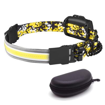 China Lightning COB Headlamp Built-in 210 Degree Lighting Angle Lithium Battery USB Rechargeable Headlight for sale