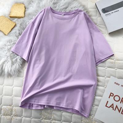 China Wholesale Viable Women's T-shirts Cotton Plus Size Crewneck Loose Short Sleeve Streetwear Version Blank Top for sale