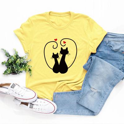 China Anti-pilling Dropshipping Wholesale Women's Crewneck T-shirts Cotton Plus Size Loose Short Sleeve Pullovers Print Top Coat Streetwear for sale