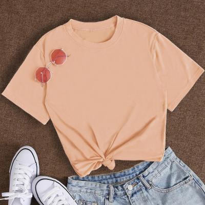 China Vintage Wholesale Women's T-Shirts Short Sleeves Crewneck Pullovers Blank Version Top Coat Streetwear for sale