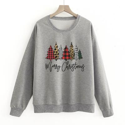 China Dropshipping Wholesale Other Women's Print Crewneck Pullovers Christmas Tree Top Graphic Long Sleeve T-Shirts For Custom Sweatshirt for sale