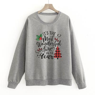 China Dropshipping Others Custom Sweatshirt Women's Long Sleeve Crewneck Pullovers Christmas Tree Graphic T-Shirts For Print Top Casual Wear for sale