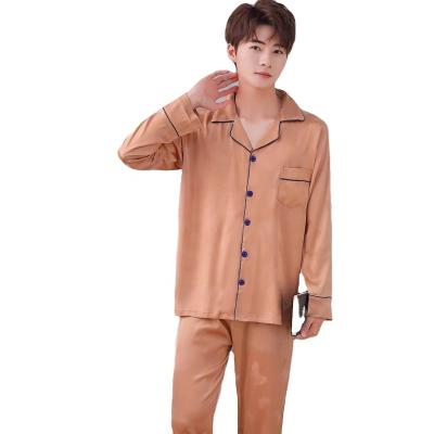 China Factory Direct Sale Dropshipping Suit Home Wear Two Piece Pajamas Men's Cardigan Sleepwear Breathable Long Sleeve Pants for sale