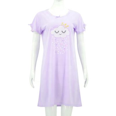 China Wholesale Custom Women's Breathable Sleepwear Round Neck Printing Breathable Nightgowns Loungewear Short Sleeve Nightgown for sale