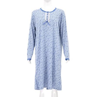 China Factory Customization Women's Breathable Sleepwear Round Neck Printing Nightgown Lounge Wear Breathable Pajamas for sale