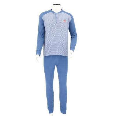 China Factory Wholesale Custom Men's Sleepwear Breathable Round Neck Long Sleeve Pajamas Lounge Wear Polyester for sale